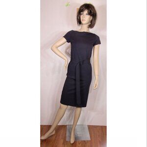 Tomas Maier Belted Jersey Dress, Navy, Womens Size 0 US, 6 UK